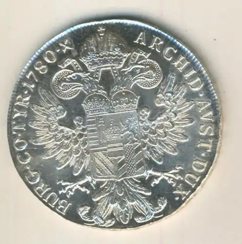 Maria Theresia Thaler , Silbermünze von 1780 27,96 Gramm