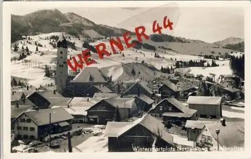 Nesselwang v. 1956  Teil-Dorf-Ansicht im Winter (7099-F)