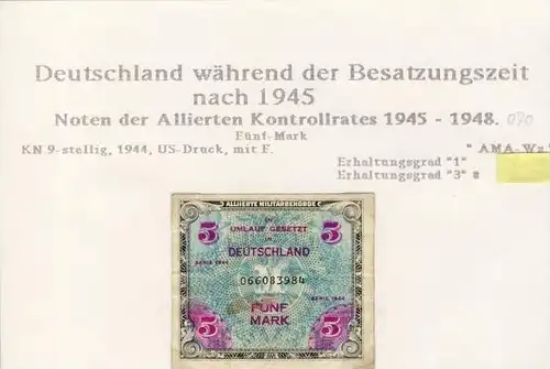 Besatzungszeit nach 1945 --- Noten der Alliierten Kontrollrates 1945-48   (070)