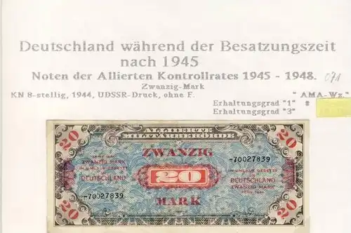 Besatzungszeit nach 1945 --- Noten der Alliierten Kontrollrates 1945-48   (071)