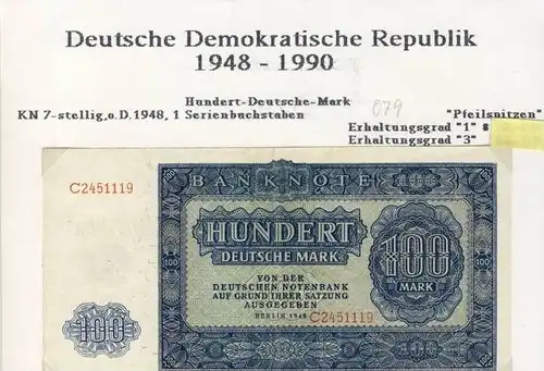 DDR - Ausgabe der Deutschen Notenbank 1948 Hundert Deutsche Mark (079)