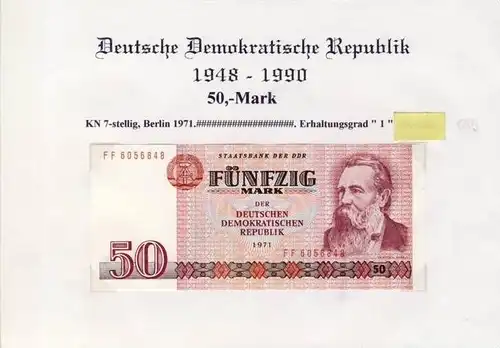 Deutsche Demokratische Republik von 1971 Staatsbank -- Fünfzig Mark  (089)