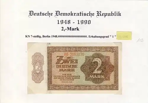DDR - Deutsche Notenbank von 1948  -- Zwei  Mark  (102)