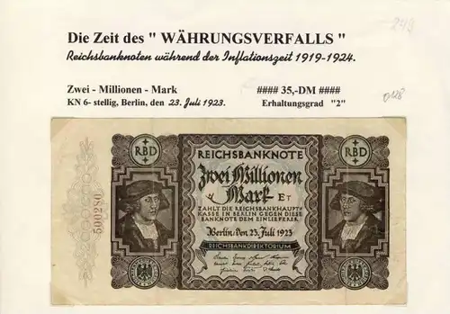 Deutsches Reich -- Reichsbanknote während der Inflationszeit v. 1923  2 Millionen Mark  (249)