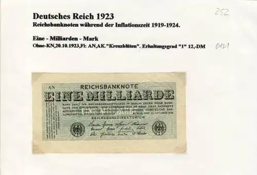 Deutsches Reich -- Reichsbanknote während der Inflationszeit v. 1923  1 Milliarde Mark  (252)