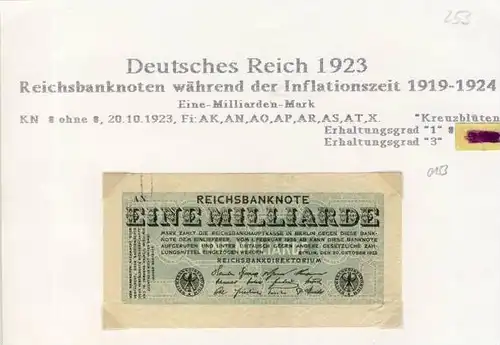 Deutsches Reich -- Reichsbanknote während der Inflationszeit v. 1923  1 Milliarde Mark  (253)
