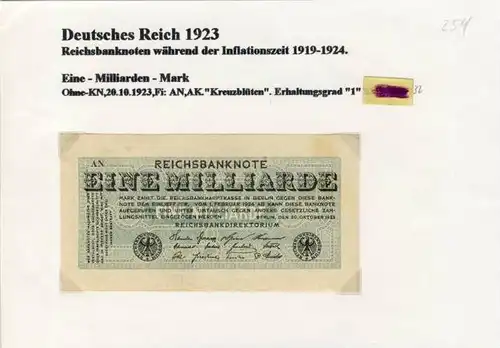 Deutsches Reich -- Reichsbanknote während der Inflationszeit v. 1923  1 Milliarde Mark  (254)