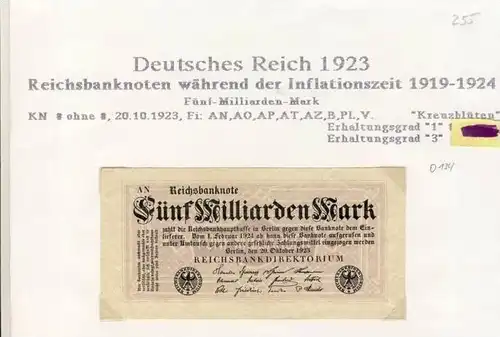 Deutsches Reich -- Reichsbanknote während der Inflationszeit v. 1923  5 Milliarden Mark  (255)