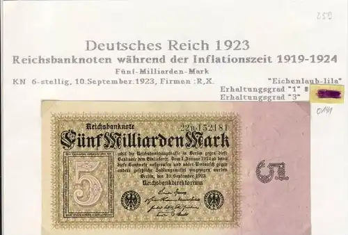 Deutsches Reich -- Reichsbanknote während der Inflationszeit v. 1923  5 Milliarden Mark  (259)
