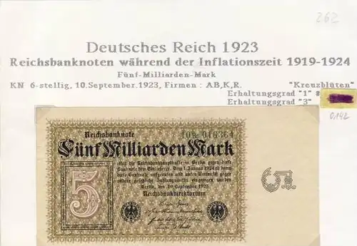 Deutsches Reich -- Reichsbanknote während der Inflationszeit v. 1923  5 Milliarden Mark  (262)