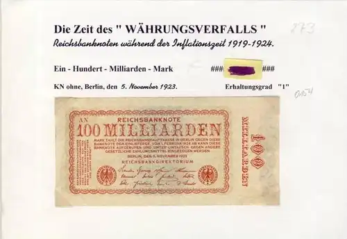 Deutsches Reich -- Reichsbanknote während der Inflationszeit v. 1923  100 Milliarden Mark  (273)