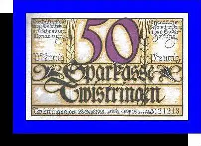 Städte Kleingeldscheine --- Banknoten während der Inflationszeit v. 1921  50 Pfennig - Satz "NOTGELD" (N065)