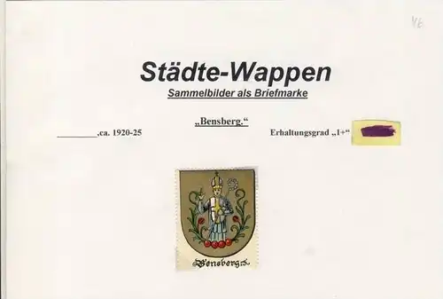 Städte Wappen - BERNSBERG ca. v. 1925  --- siehe beschr. !! (46)