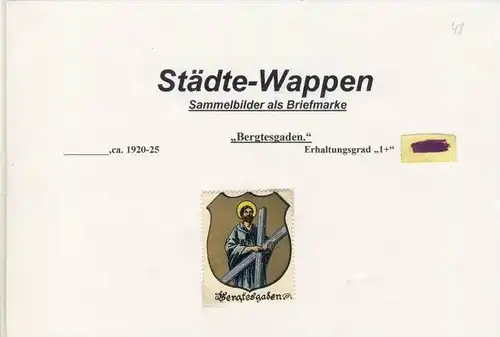 Städte Wappen - BERGTESGADEN ca. v. 1925  --- siehe beschr. !! (48)