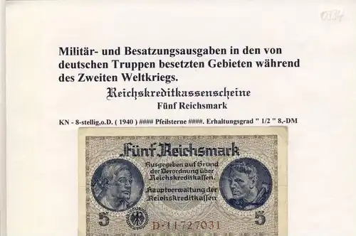 Millitär & Besatzungsausgaben -- ohne Datum -- Fünf Reichsmark -  "__" (0334)