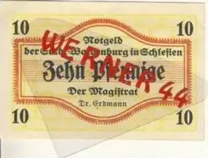 Städte Notgeldscheine - Banknoten während der Inflationszeit v.1919 Waldenburg-Schl. 10 Pfg. - "NOTGELD" (375)