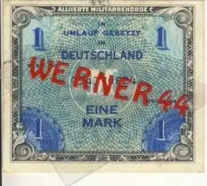 Alliierte Militärbehörde v. 1944   Deutschland 1 Mark.  "_" (145)