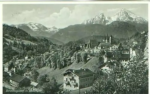 Berchtesgaden von 1938 Teil-Stadt-Ansicht. (20607)