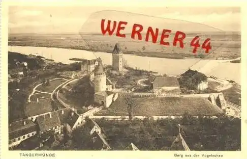 Tangermünde v. 1928 Burg aus der Vogelschau  (23710)