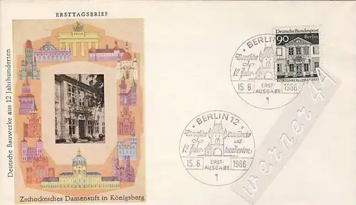 Ersttagsbrief v. 1966 - Zschockessches Damenstift in Königsberg   (26250)
