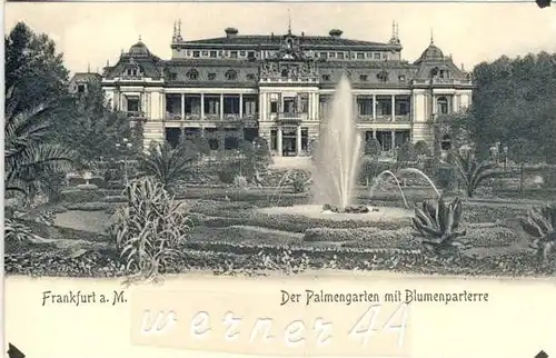 Frankfurt v. 1904  Der Plamengarten mit Blumenparterre -- siehe Foto !!  (32690)