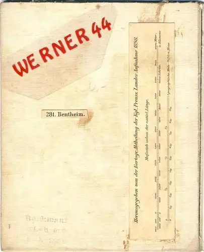 Bentheim v. 1898 Landkarte Bentheim bis Oldenzaal -- siehe Foto !!  (32966a.)