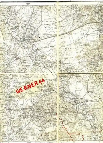Bentheim v. 1898 Landkarte Bentheim bis Oldenzaal -- siehe Foto !!  (32966a.)