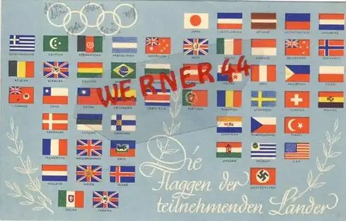 Berlin v. 1936  Flaggen der  Oly. - Spiele  --  siehe Foto`s !!   (35147)