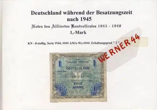 Deutschland wärend der Besatzungszeit nach 1945--Noten des Alliierten Kontrollrates, 1 Mark (054)