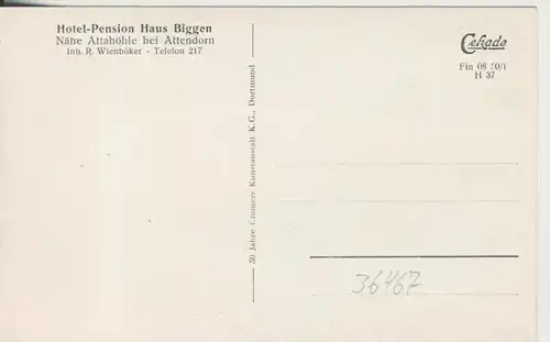 Attendorn v. 1950   Hotel-Pension "Haus Biggen"--  siehe Foto !!   (36467)