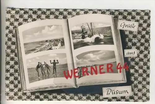 Gruss aus Büsum v. 1961  4 Ansichten mit Gasthaus  ---  siehe Foto !!   (28956)