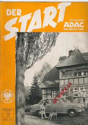 ADAC Gau Weser-Ems, Der Start  1954 - Nr. 7 -- siehe beschr. !!