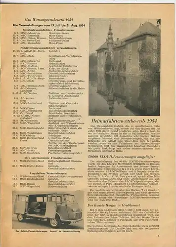 ADAC Gau Weser-Ems, Der Start  1954 - Nr. 7 -- siehe beschr. !!