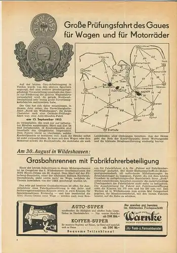 ADAC Gau Weser-Ems, Der Start  1953 - Nr. 8 -- siehe beschr. !!