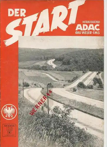 ADAC Gau Weser-Ems, Der Start  1953 - Nr. 5 -- siehe beschr. !!