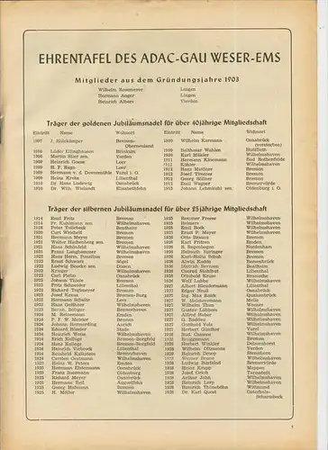 ADAC Gau Weser-Ems, Der Start  1953 - Nr. 5 -- siehe beschr. !!