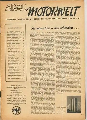 ADAC Gau Weser-Ems, Der Start  1952 - Nr. 3 -- siehe beschr. !!