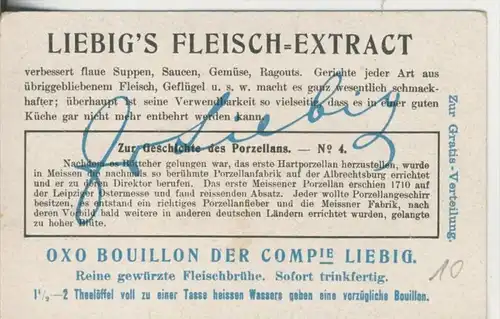 Liebig`s - Geschichte des Porzellans -- Das erste Meissener Porzellan v. 1710 -- Sammelbild   (10)