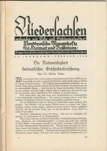 Niedersachsen vom Februar 1930 --   verbunden mit Tide und Schimmelreiter  ---  siehe Foto !!
