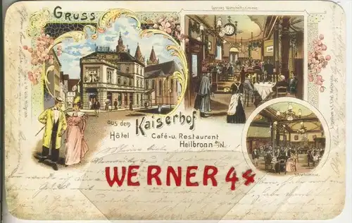 Gruss aus dem Hotel & Cafe Kaiserhof in Heilbronn v. 1903  --  siehe Foto !!  (29404)