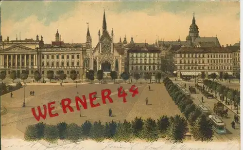 Leipzig v. 1901  Kutschen,Strassenbahn,Roessler Hotel  ()  --  siehe Foto !!  (29409)