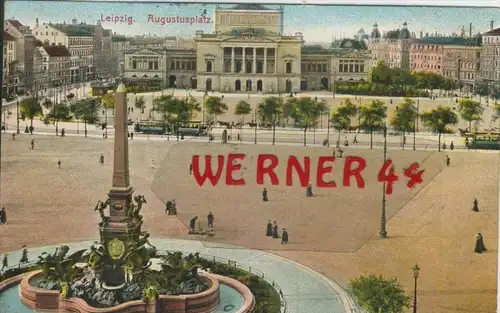 Leipzig v. 1910  Der Augustusplatz mit Strassenbahn   ()  --  siehe Foto !!  (29414)