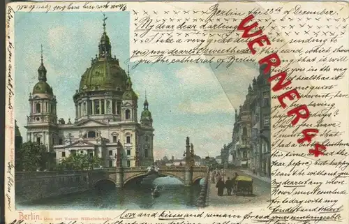 Berlin v. 1902  Dom & Kaiser Wilhelm Brücke und Strasse mit Kutsche  ()  --  siehe Foto !!  (29429)