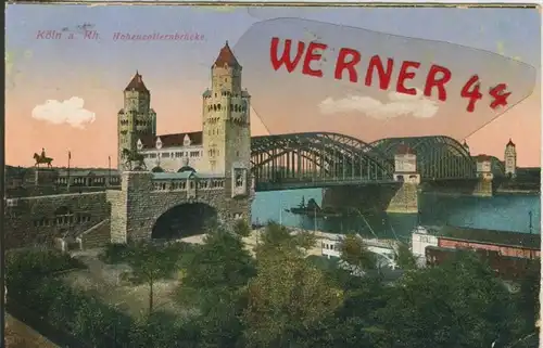 Köln v. 1916  Hohenzollernbrücke  ()  --  siehe Foto !!  (29468)