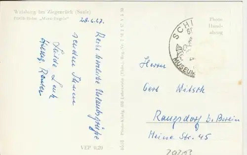 Walsburg bei Ziegenrück v. 1967  FDGB Heim "Marx-Engels"    --  siehe Foto !!  (29203)