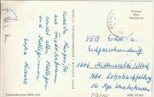 Friedrichsbrunn v. 1963  Sanatorium Ernst Thälmann   --  siehe Foto !!  (29204)