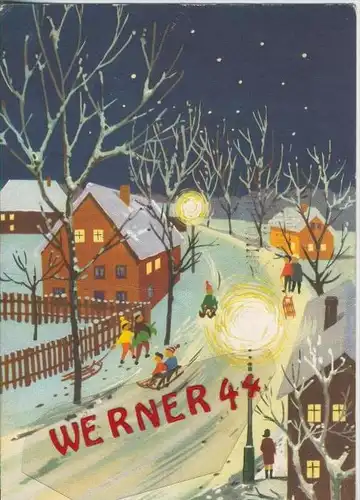 Weihnachten v. 1968  Winterlandschaft,- Kinder beim Rodeln --  siehe Foto !!  (29282)