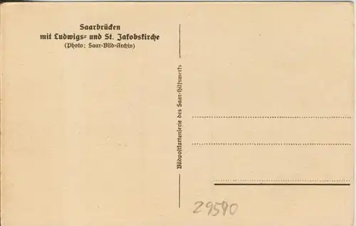 Saarbrücken v. 1918  Teil-Stadt mit Ludwigs - und St. Jakobskirche  ()  --  siehe Foto !!  (29590)