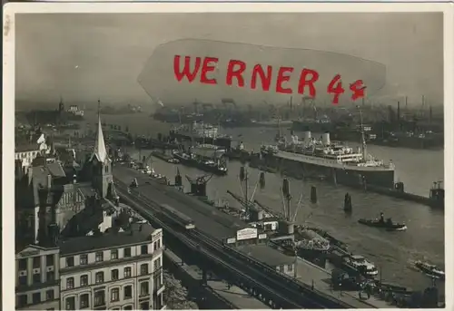 Hamburg v. 1956  Hafen mit Skandinavisches Seemannsheim  --  siehe Foto !!  (29332)