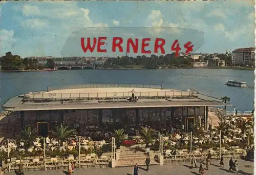 Hamburg v. 1964  Alsterpavillon und Binenalster --  siehe Foto !!  (29334)